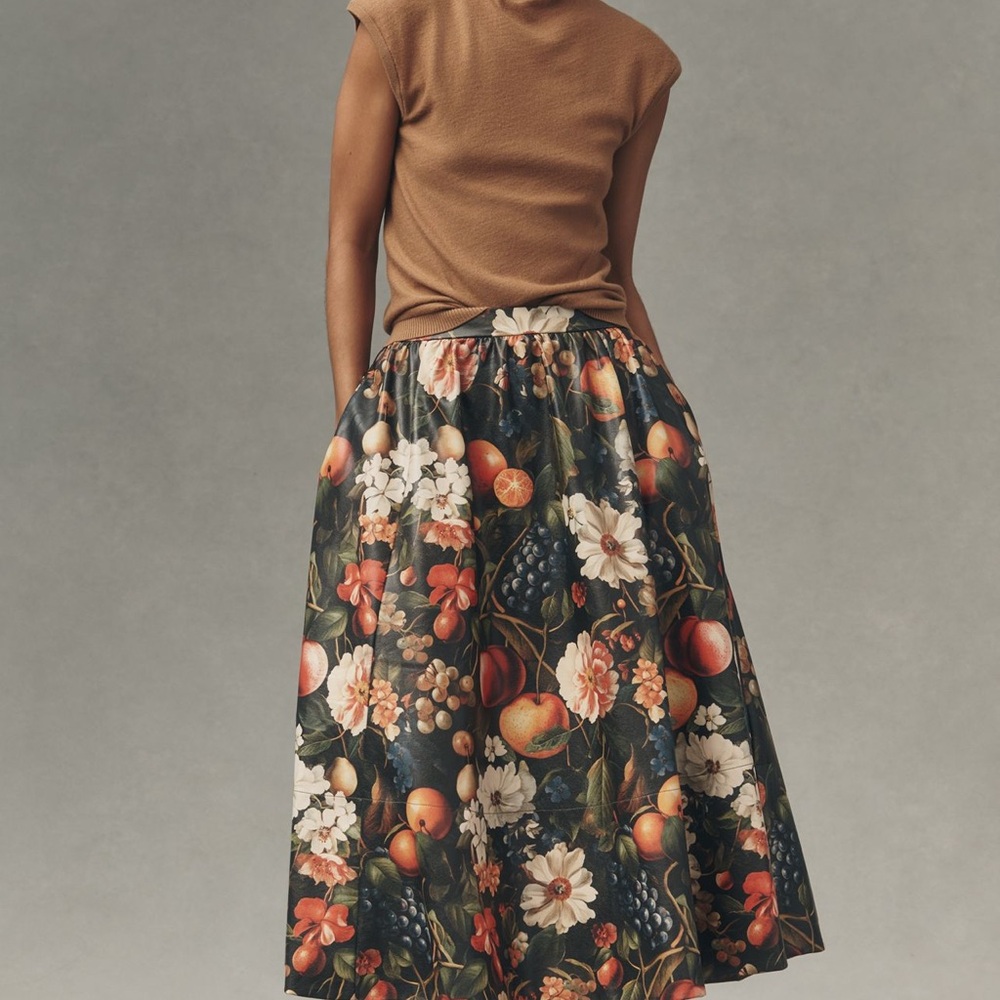 Anthropologie The Jacie Faux Leather Midi Skirt by Maeve